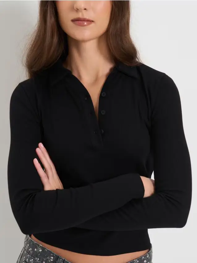 Maglietta polo a righe - nero