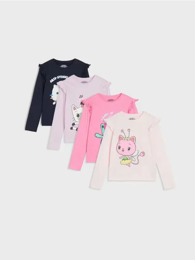 Magliette a maniche lunghe 4 confezione Gabby s Dollhouse - multicolor