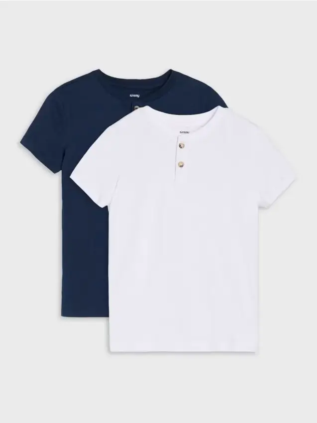 Magliette con bottoni decorativi - confezione da 2 - blu scuro