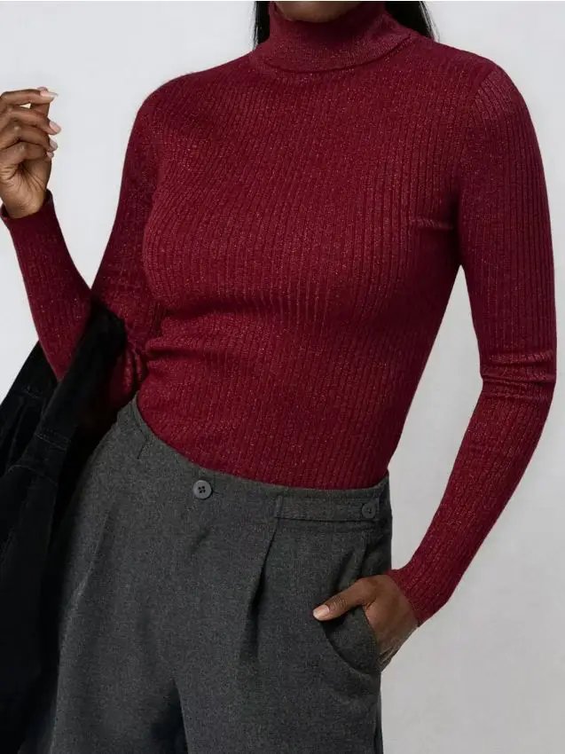 Maglione a costine - bordeaux