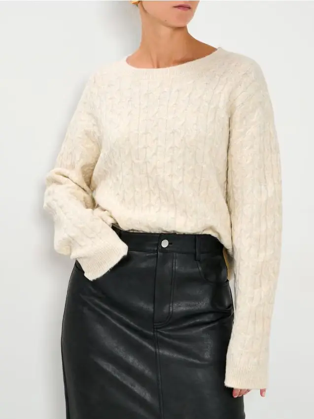 Maglione a costine - panna