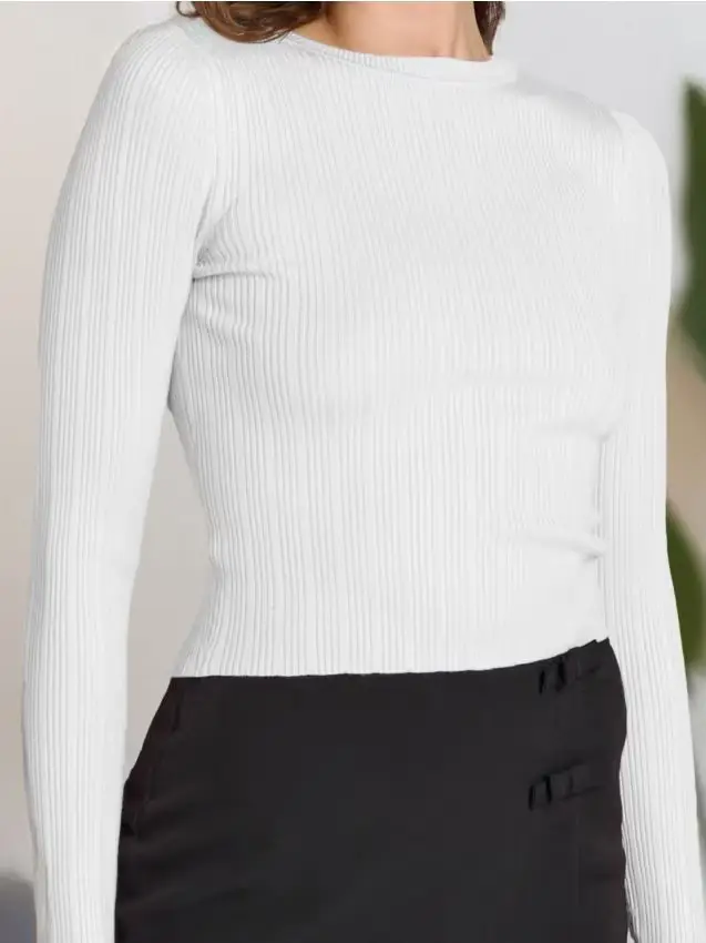 Maglione a costine - panna