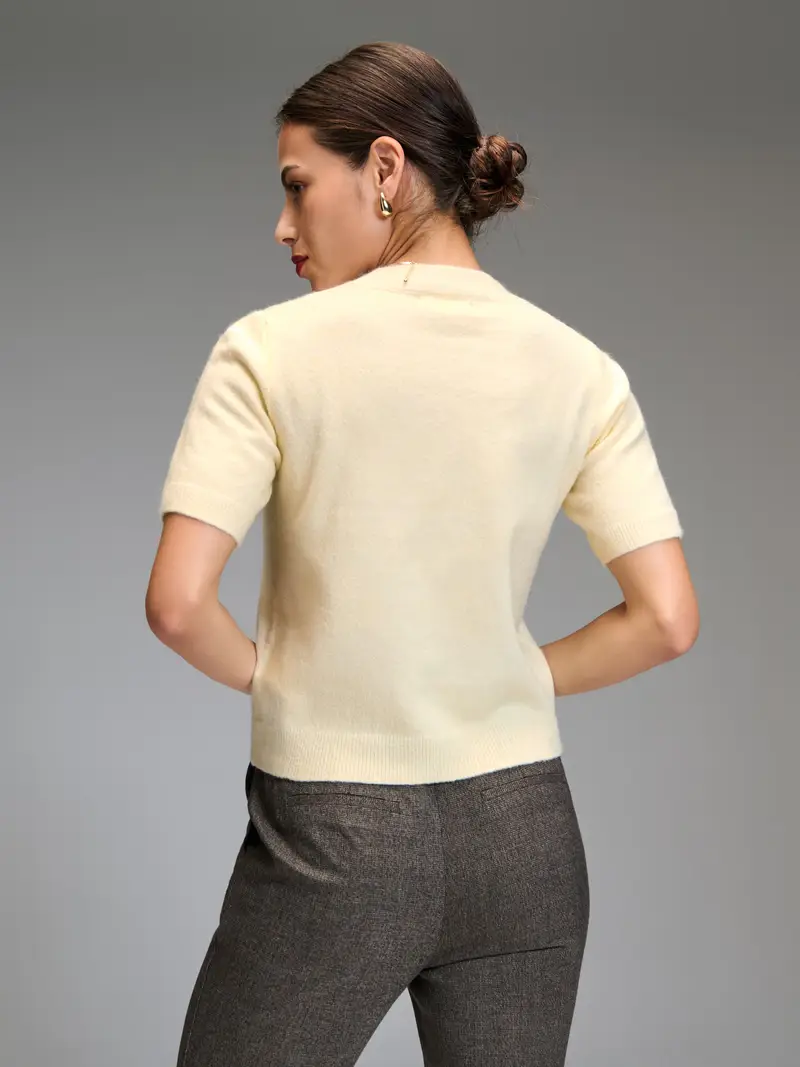 Maglione a maniche corte - giallo chiaro miniatura 4