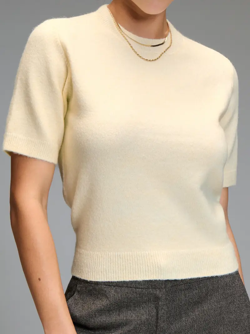 Maglione a maniche corte - giallo chiaro miniatura 5