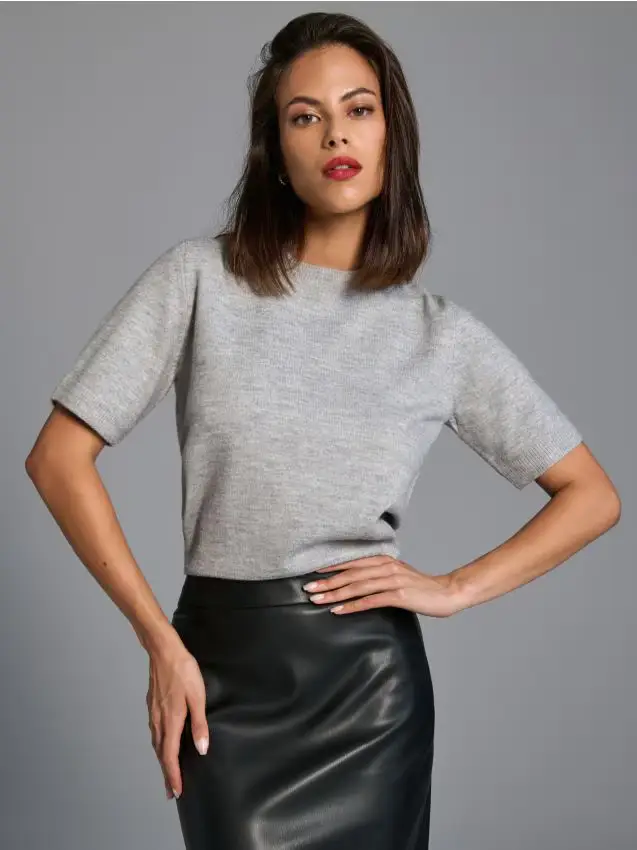 Maglione a maniche corte - grigio chiaro