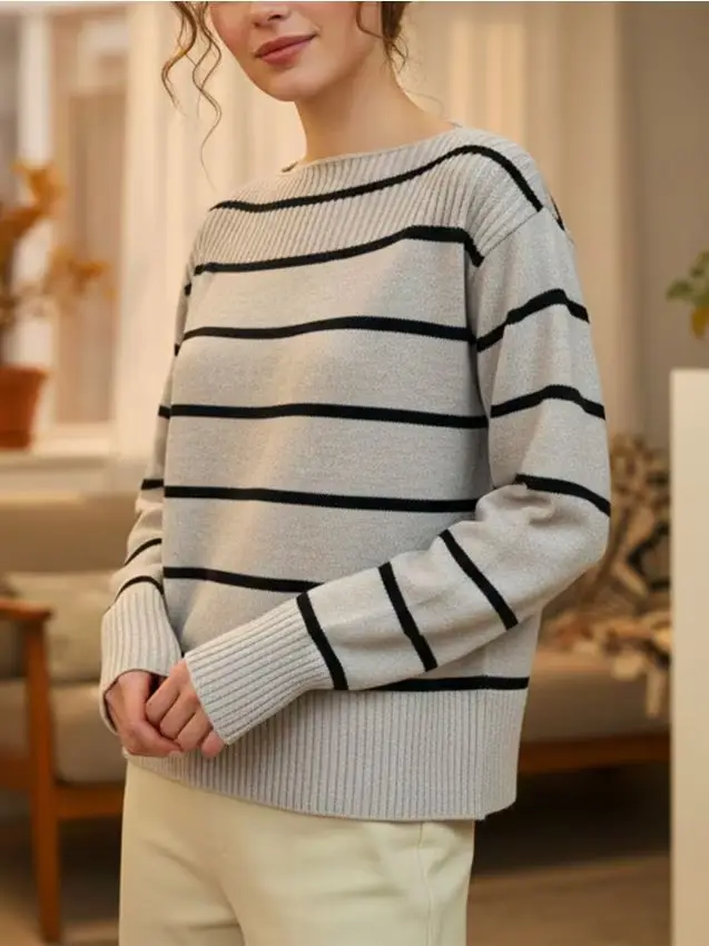 Maglione a righe - beige