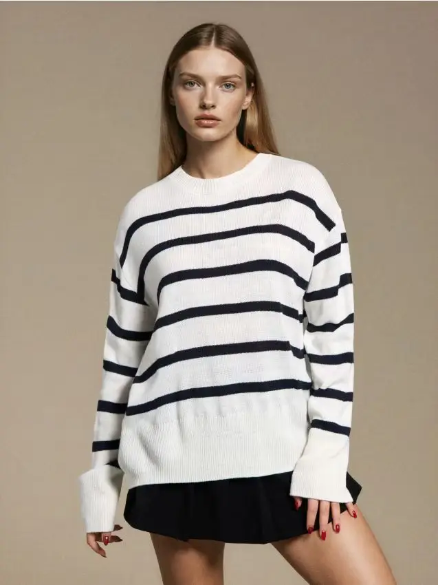 Maglione a righe - bianco