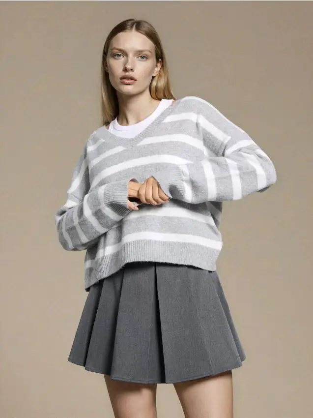 Maglione a righe - bianco