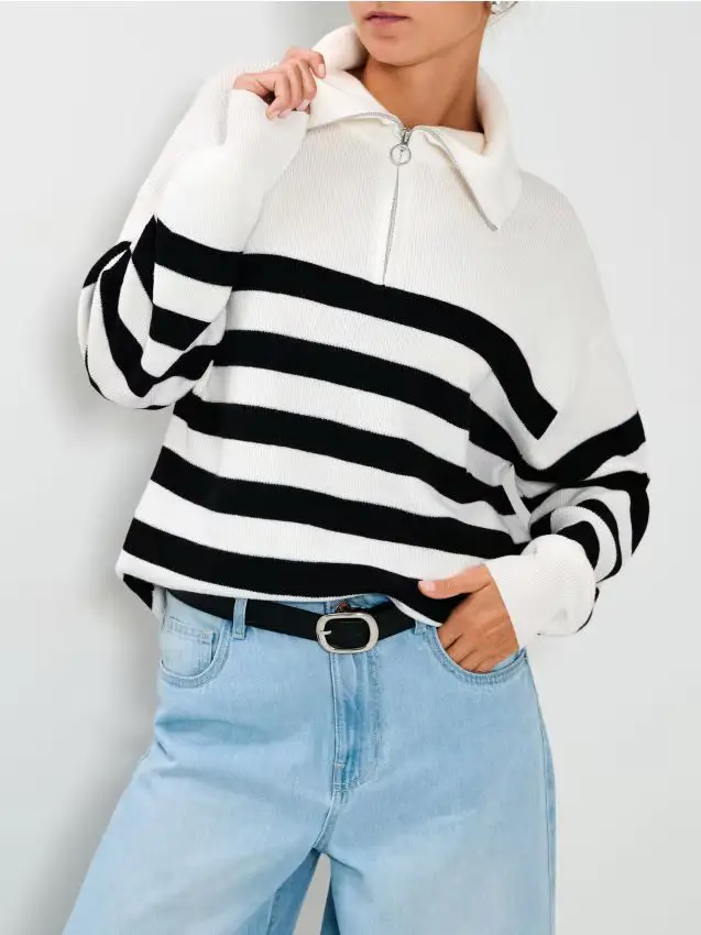 Maglione a righe - bianco