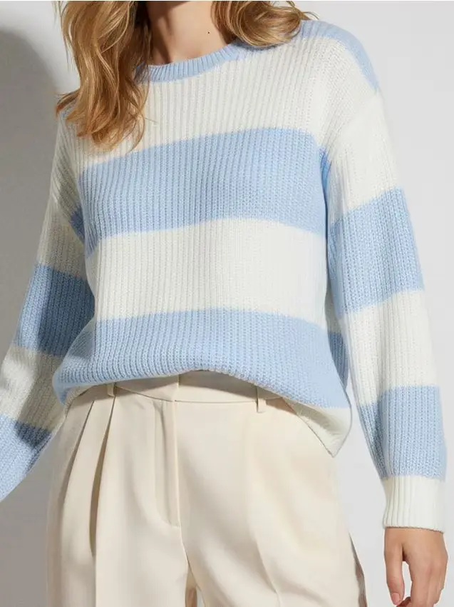 Maglione a righe - blu pallido