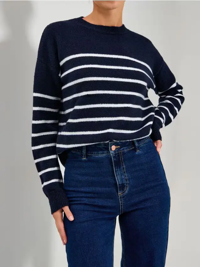 Maglione a righe - blu scuro