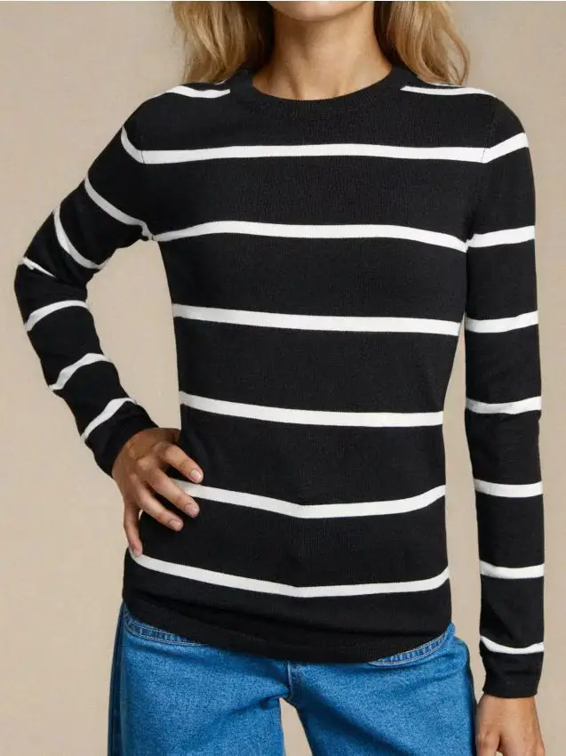 Maglione a righe - nero