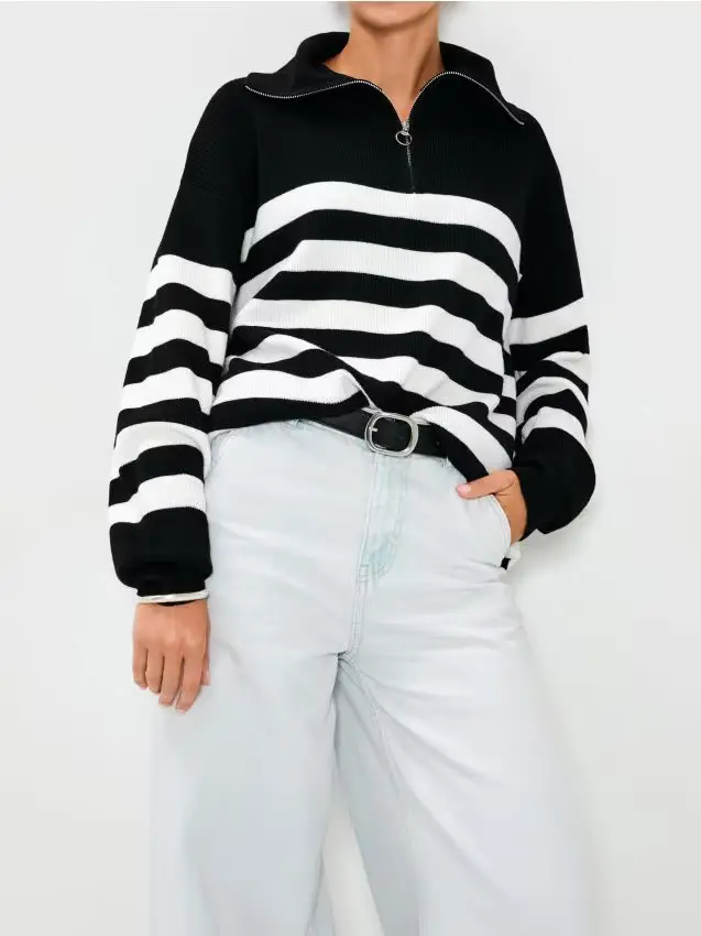 Maglione a righe - nero