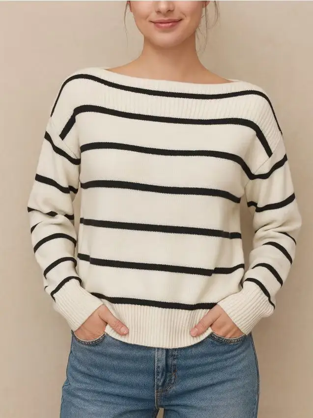 Maglione a righe - panna