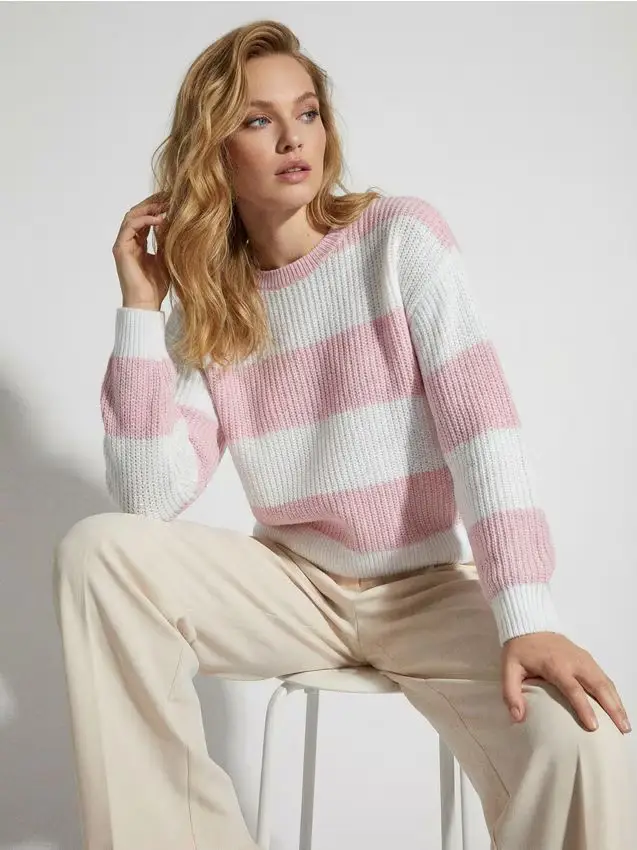Maglione a righe - rosa pastello