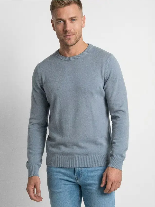 Maglione basic in cotone - azzurro