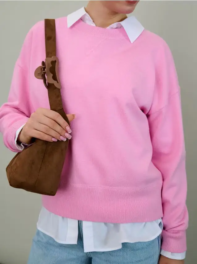 Maglione basic in viscosa - rosa