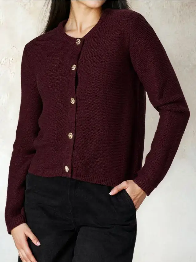 Maglione con bottoni decorativi - bordeaux