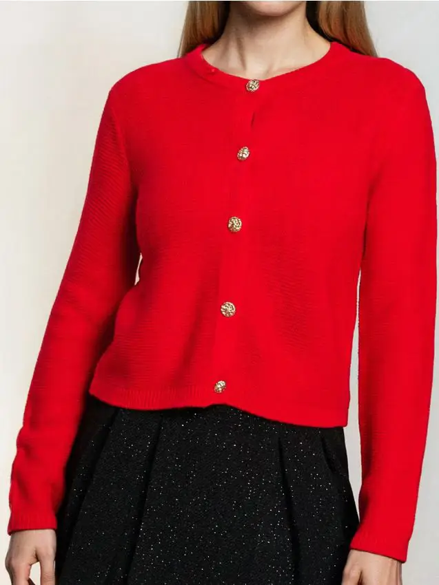 Maglione con bottoni decorativi - rosso