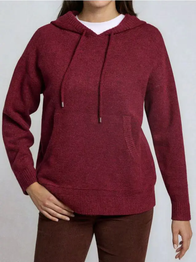 Maglione con cappuccio - bordeaux