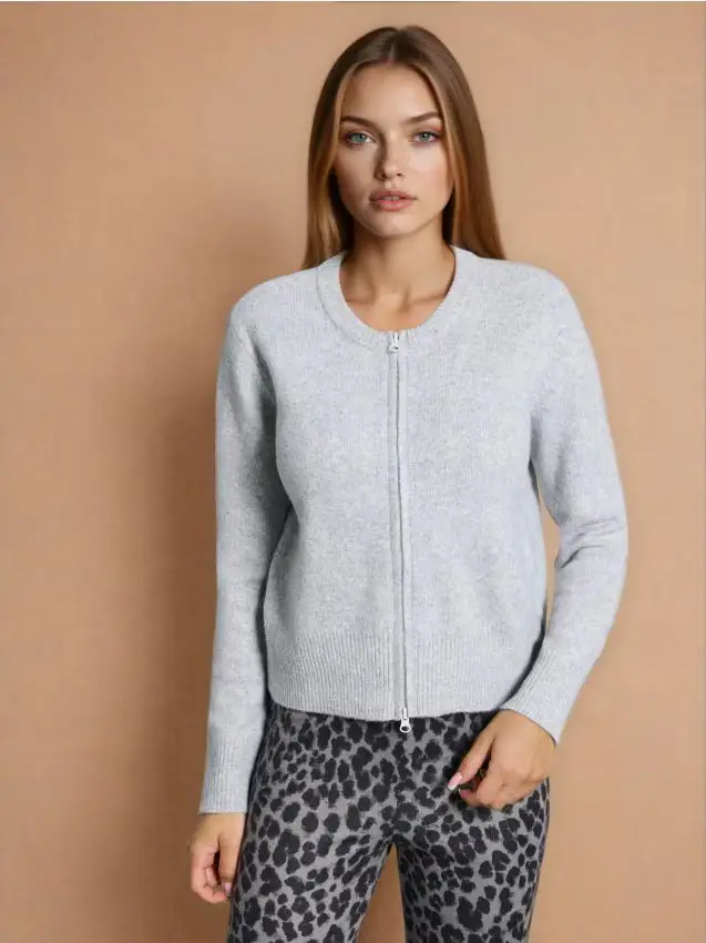 Maglione con cerniera - grigio chiaro