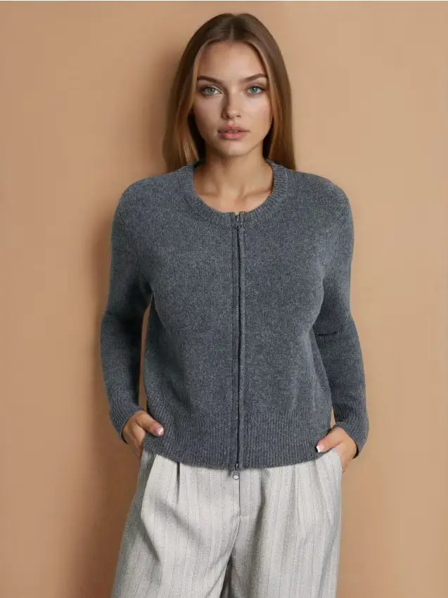 Maglione con cerniera - grigio scuro