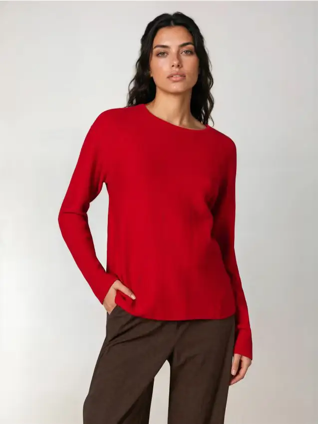 Maglione con cerniera sul retro - rosso