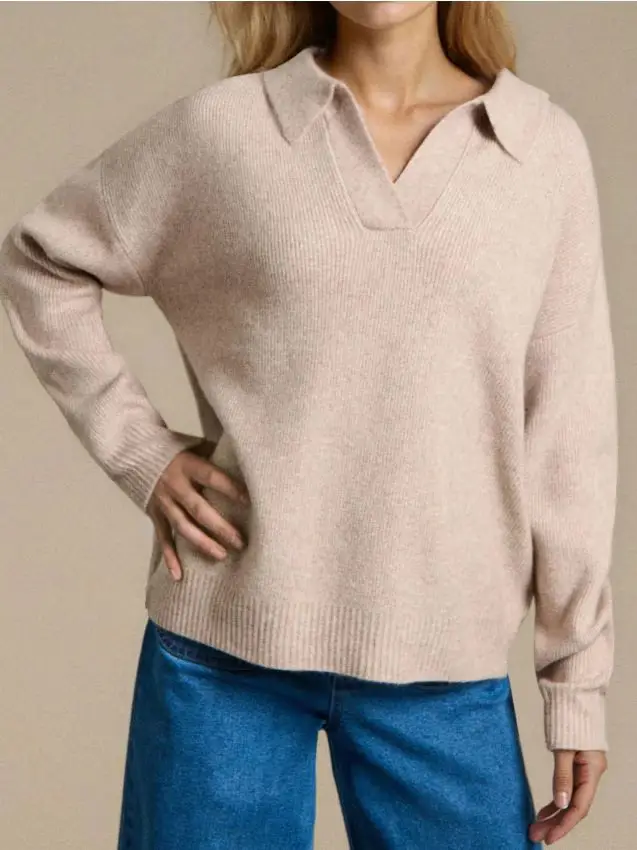 Maglione con colletto - beige