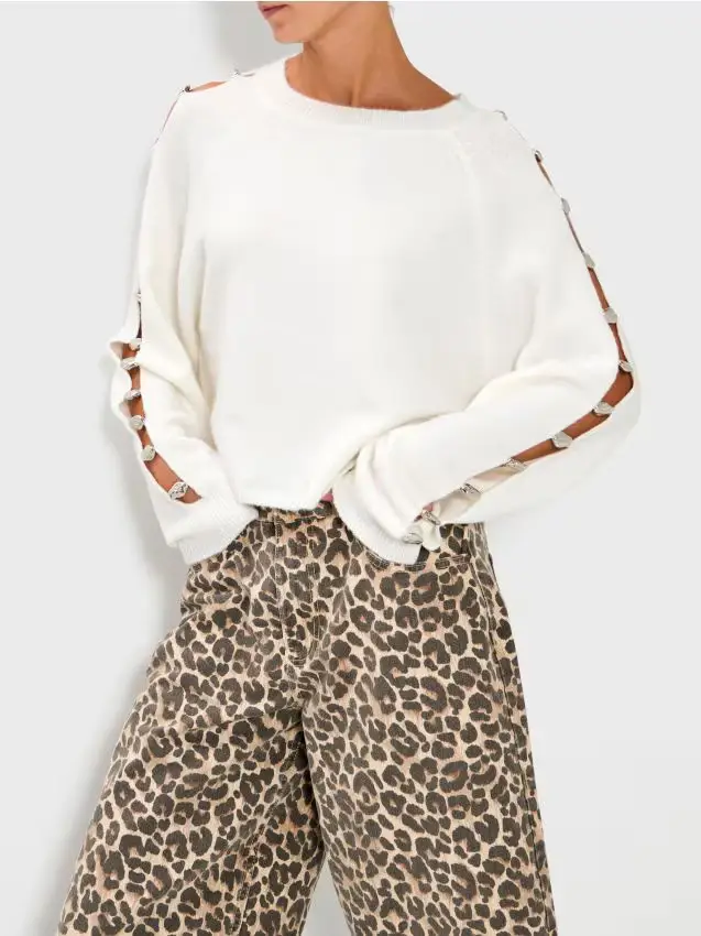 Maglione con decorazioni sulle maniche - bianco