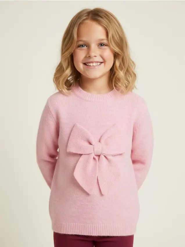 Maglione con fiocco decorativo - malva