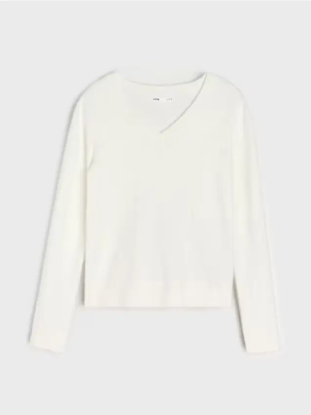 Maglione con scollo a V - panna