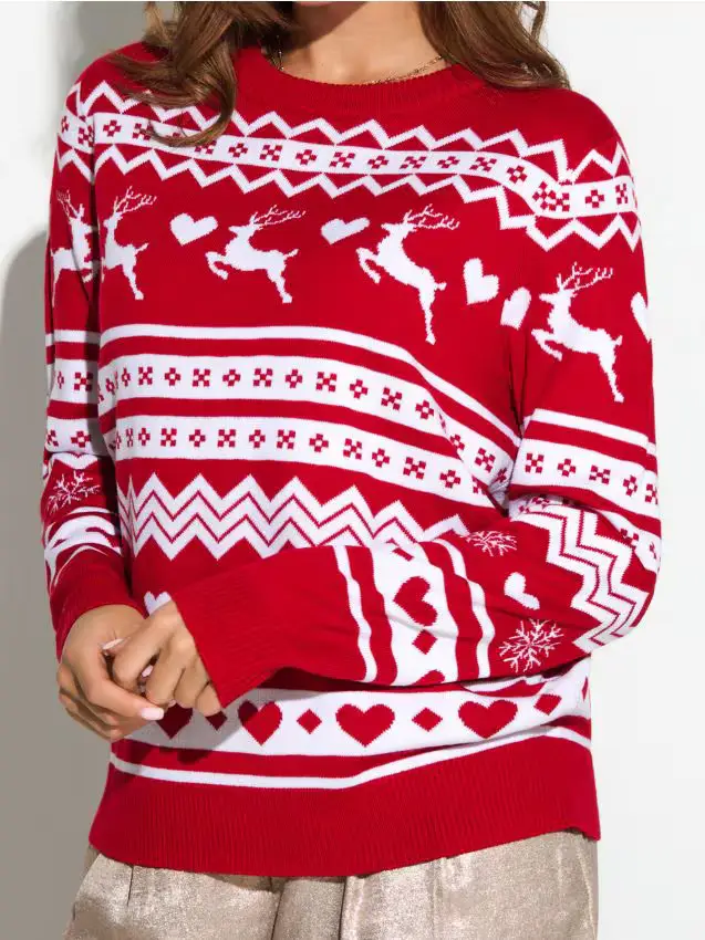 Maglione natalizio con renne - rosso