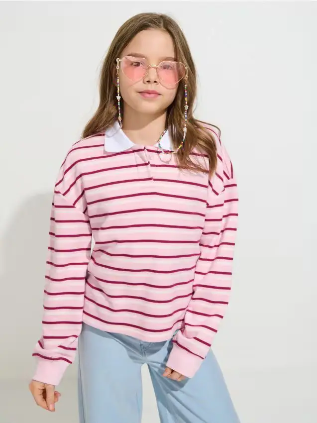 Maglione polo con miscela di viscosa - multicolor