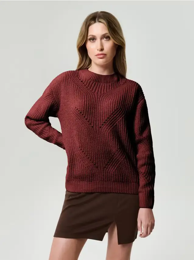 Maglione traforato - bordeaux