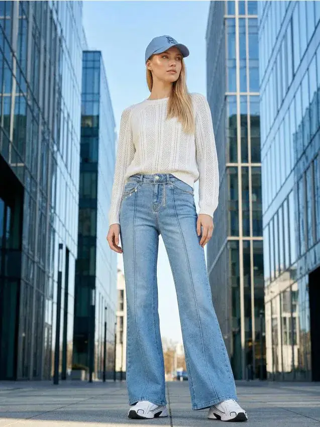 Maglione traforato con cotone - panna