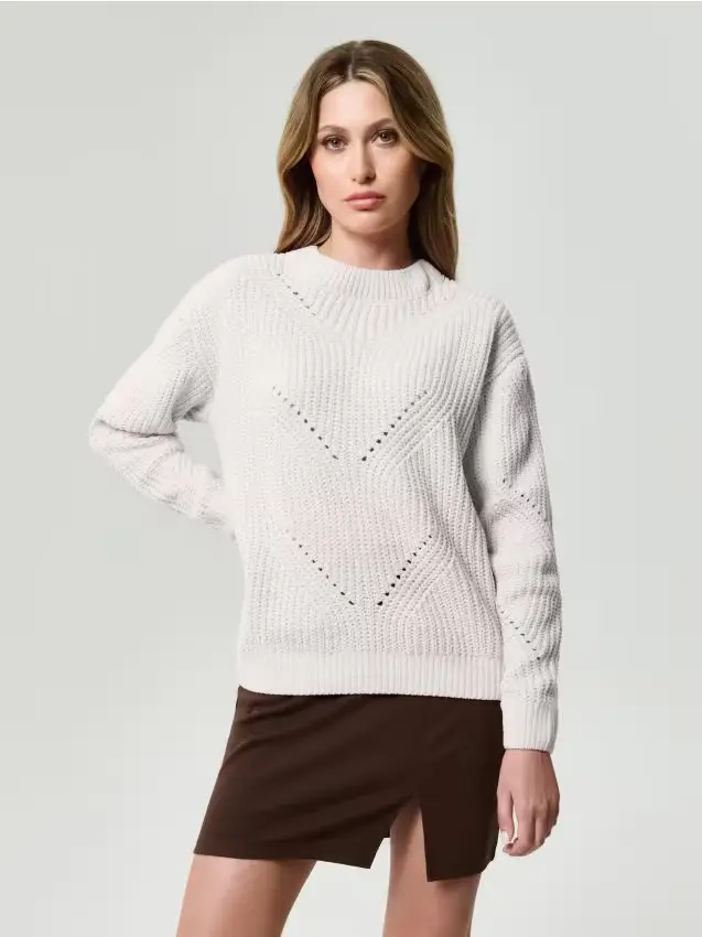 Maglione traforato - panna