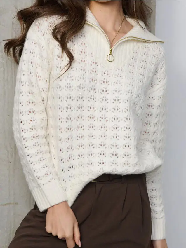 Maglione traforato - panna