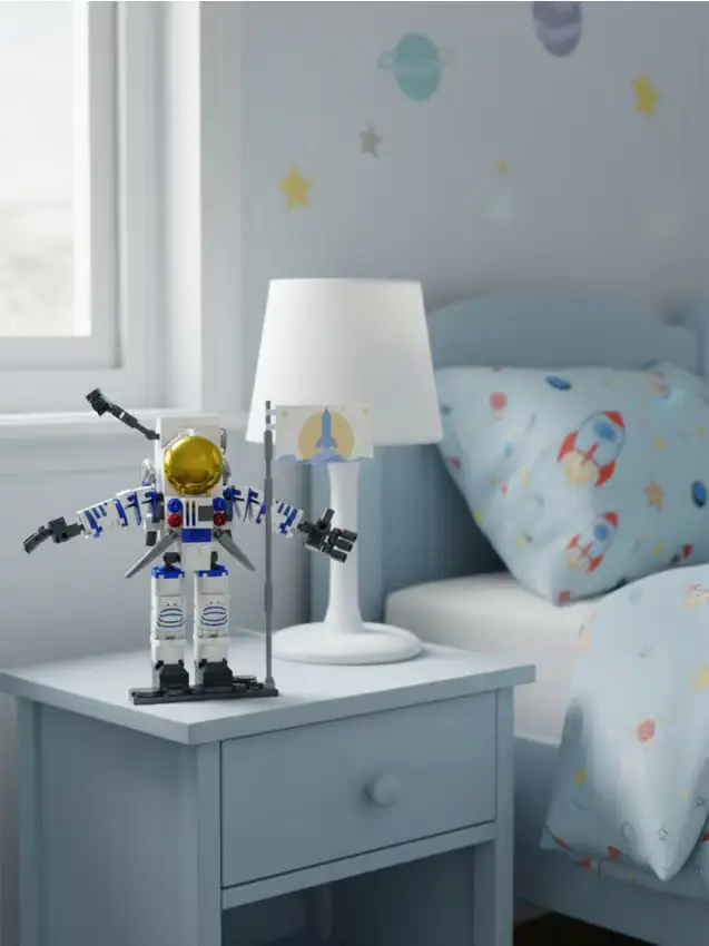 Mattoncini da costruzione - astronauta con bandiera - bianco