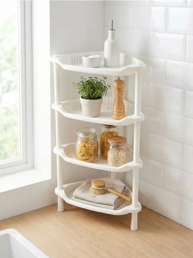 Mensola angolare a quattro livelli - bianco