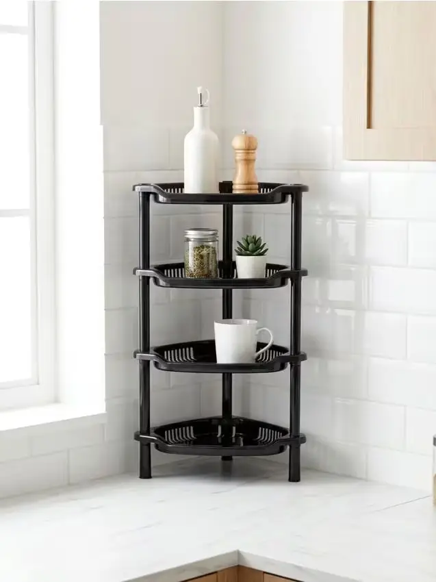 Mensola angolare a quattro livelli - nero