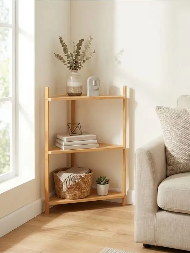 Mensola angolare a tre livelli - beige