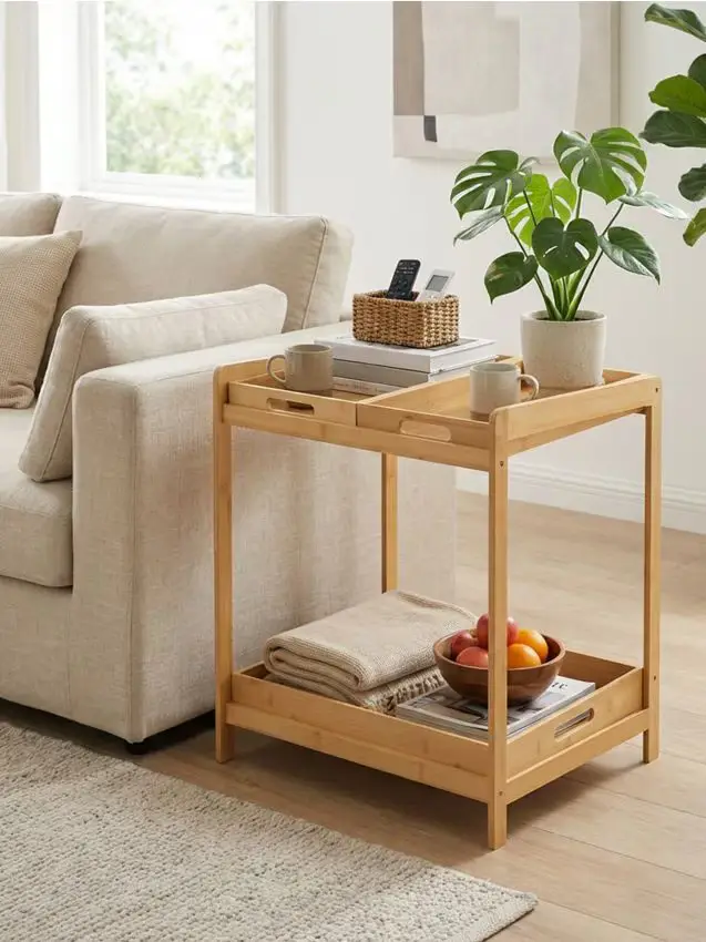 Mensola autoportante con vassoi - beige