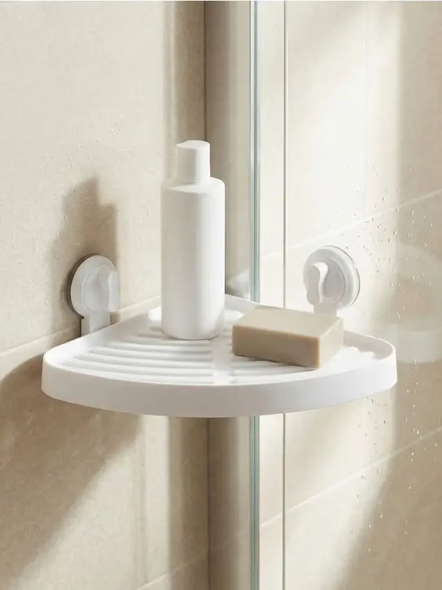 Mensola da bagno con ventose - bianco