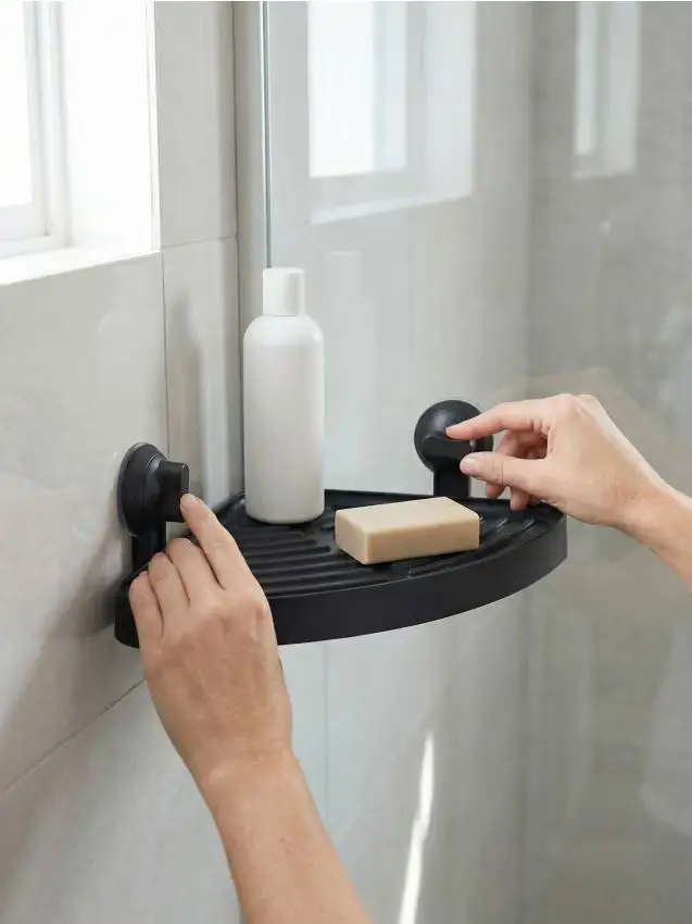 Mensola da bagno con ventose - nero