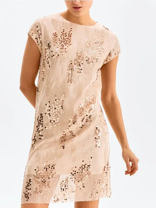 Mini abito con paillettes - nude