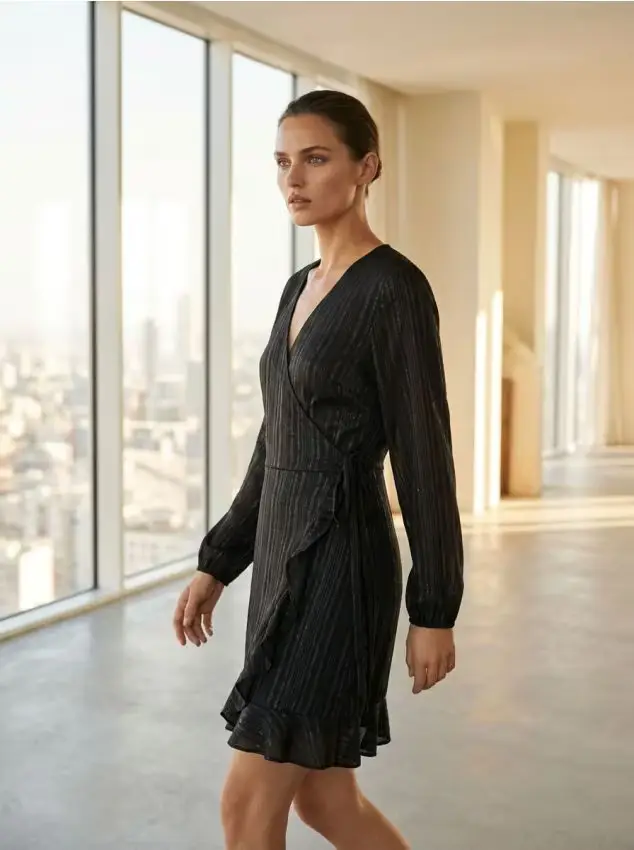 Mini vestito con allacciatura - nero