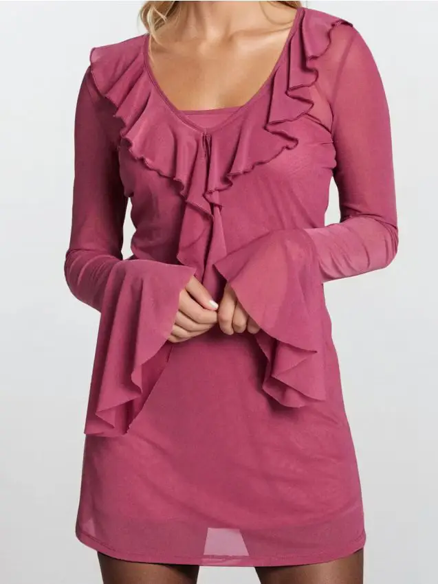 Mini vestito con balze - rosa pastello