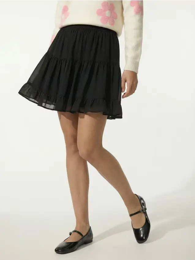 Minigonna con balze - nero