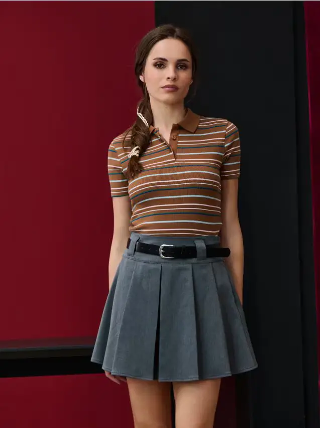 Minigonna con cintura - grigio chiaro