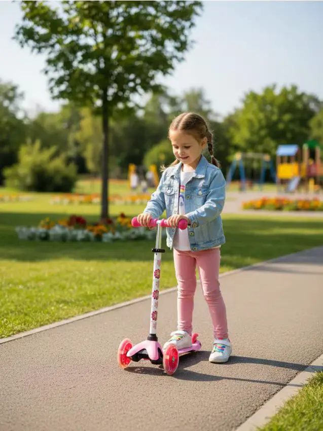 Monopattino a tre ruote con motivo floreale - rosa